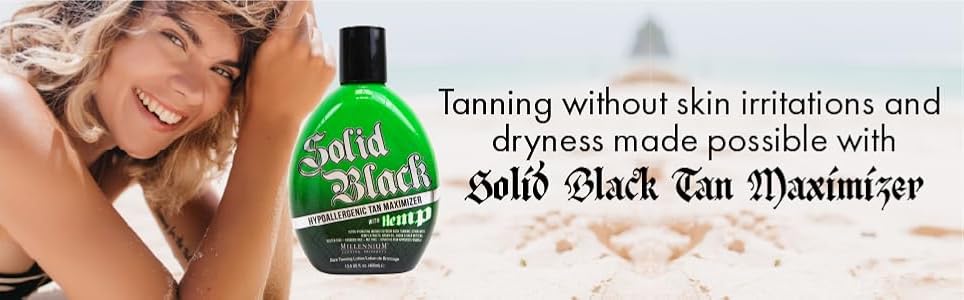 Millennium Tanning Solid Black skin-softening maximizing formula feels smooth.