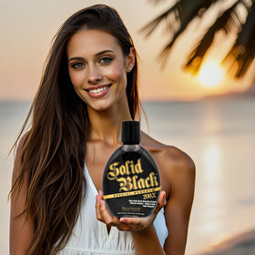 Sun-kissed bronze glow appears on skin after application.