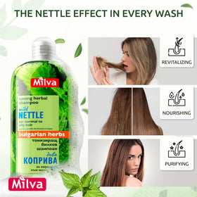 Milva Nettle Shampoo Bulgarian-made claim with premium standards.