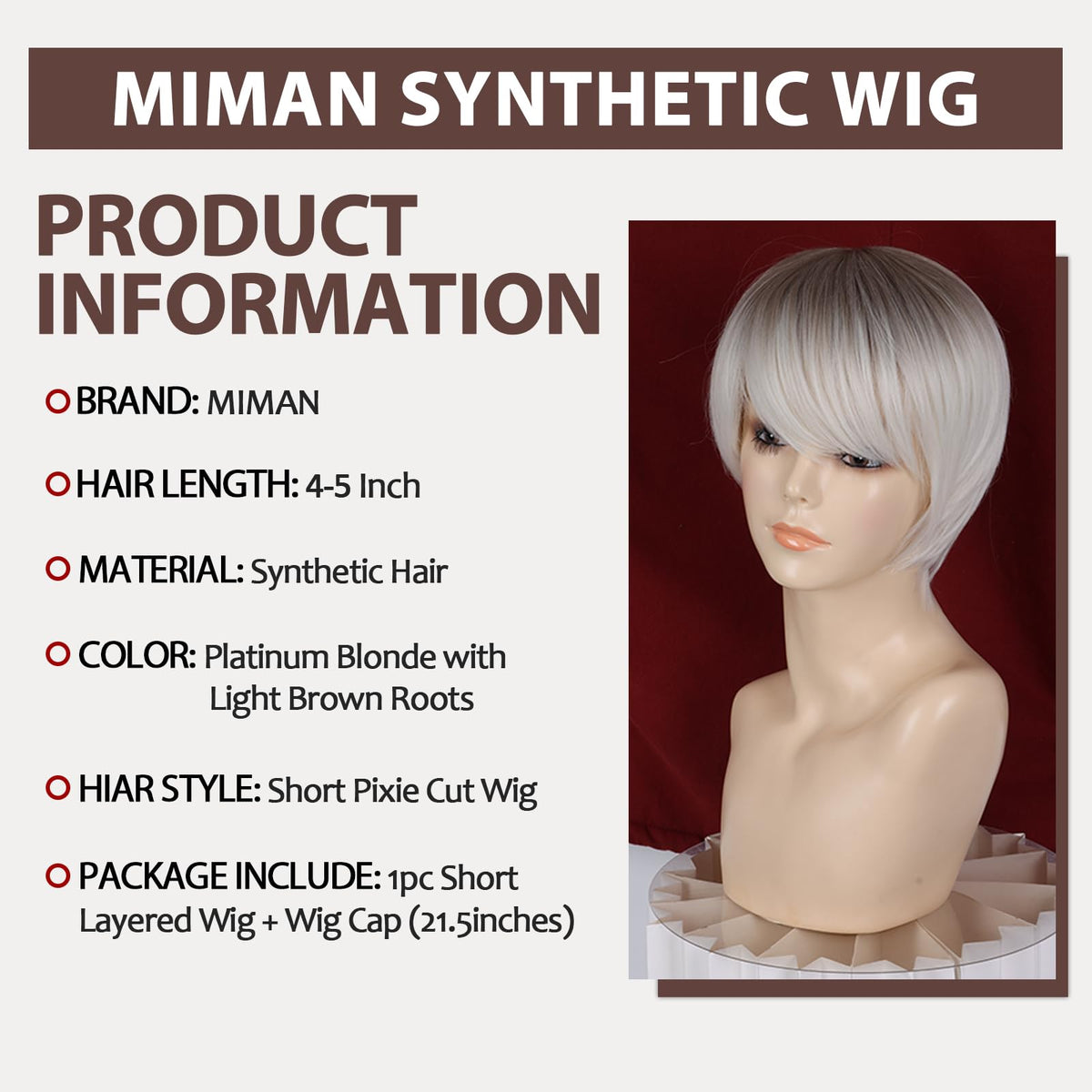 MIMAN platinum blonde roots create natural color depth.
