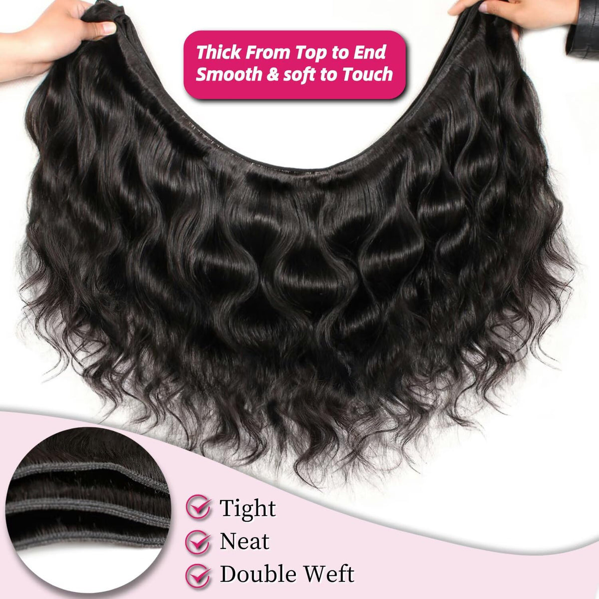 Miminis 28-inch body wave bundle delivers long, flowing waves.