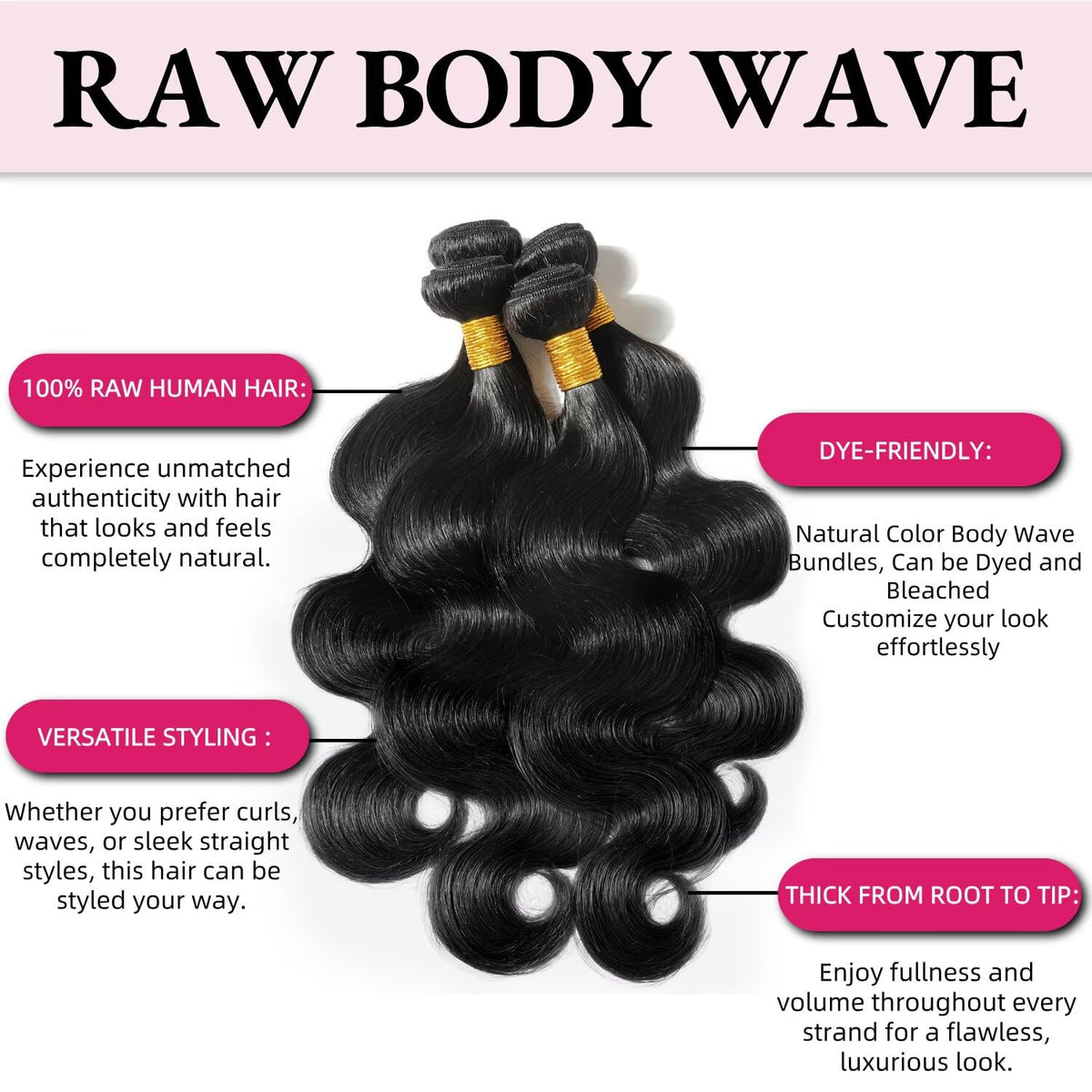 Miminis Brazilian virgin four-bundle weave for durable extensions.