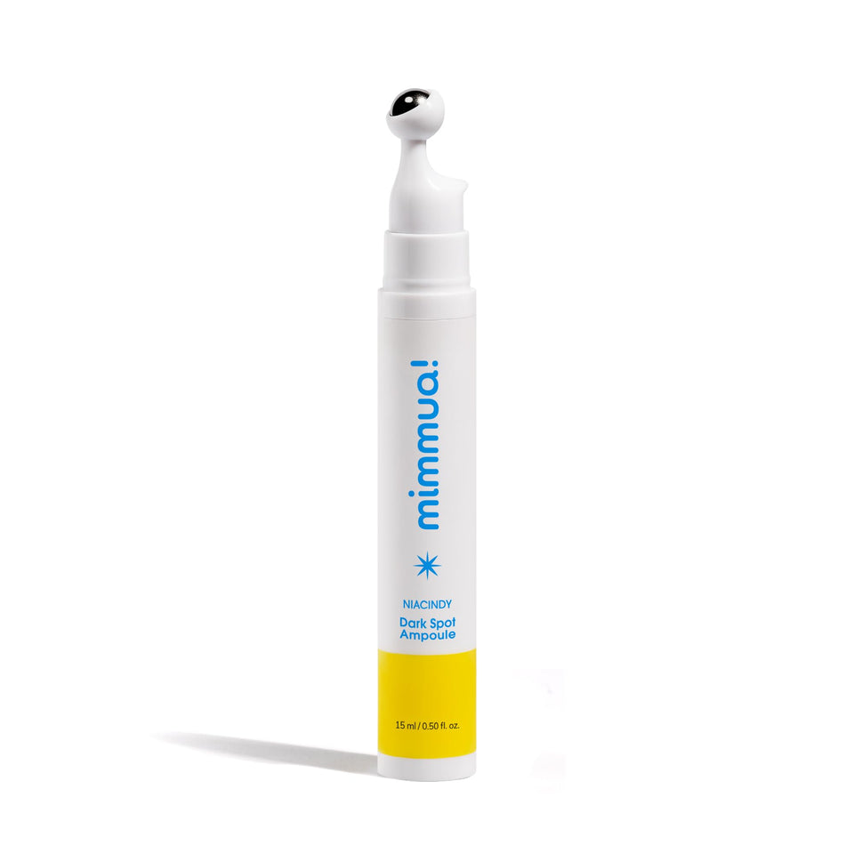 mimmua dark-spot-ampoule bottle targets uneven skin tone for a brighter look.
