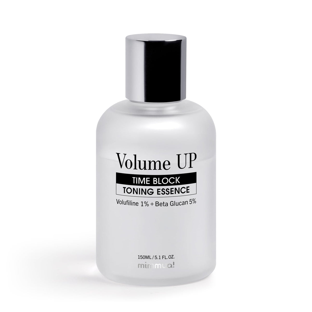 Mimmua Volume Up Time Block Essence bottle product packaging for volumizing skin
