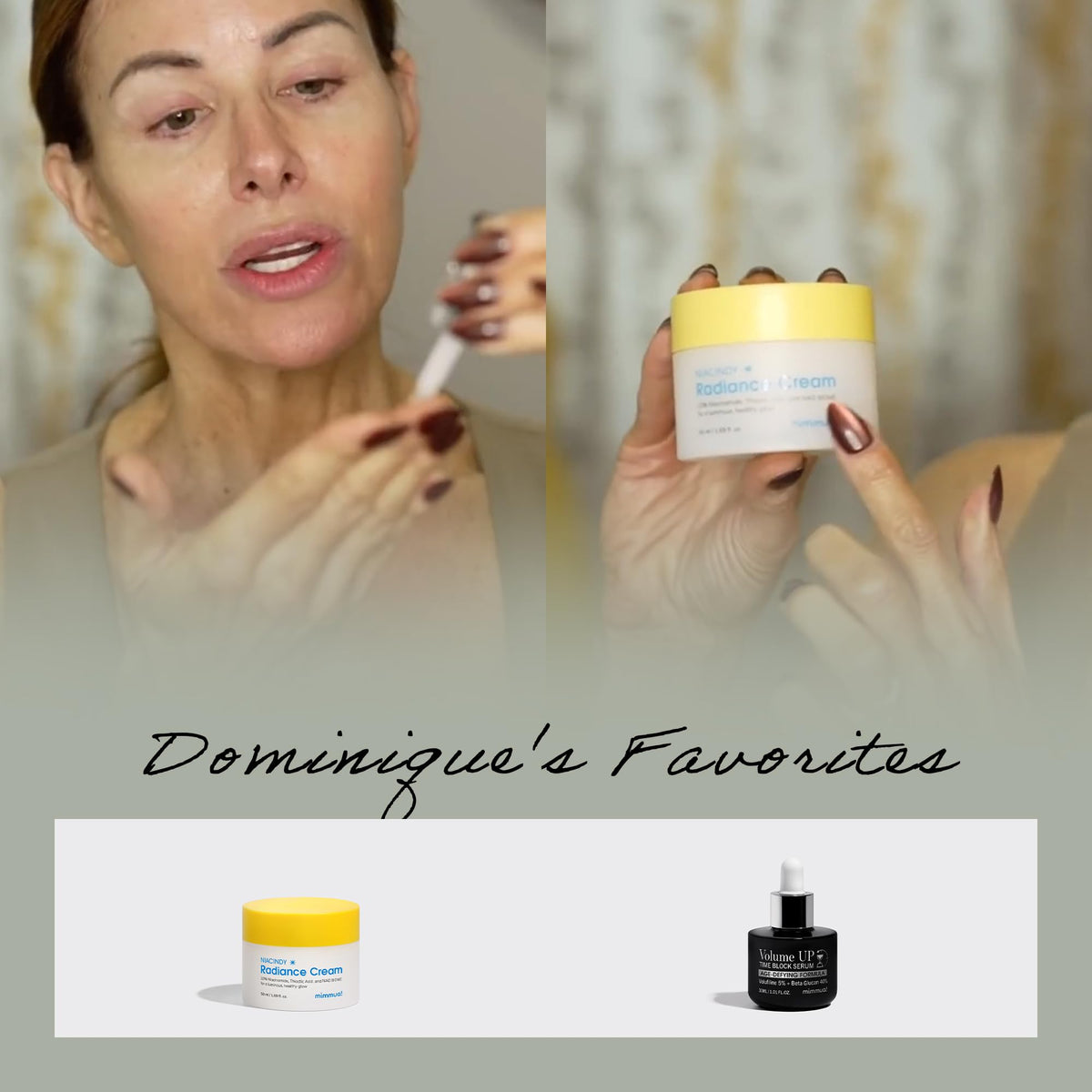Mimmua Volume Up Time Block Essence dispense pump showing application method for smoothing