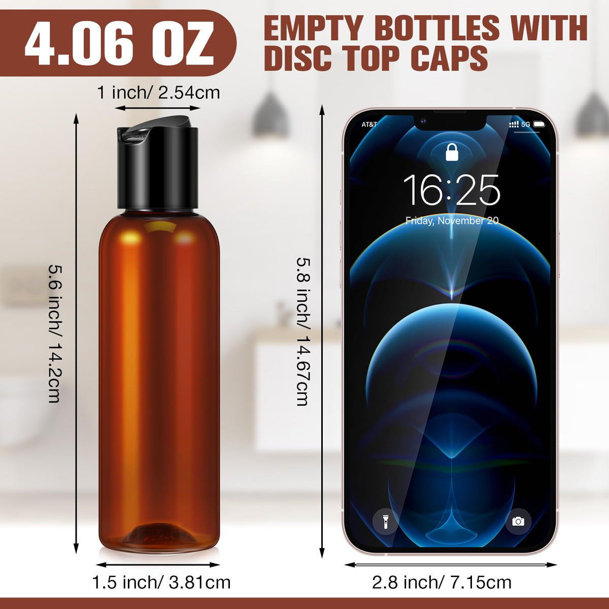Mimorou 50-piece amber bottle kit for secure travel storage.