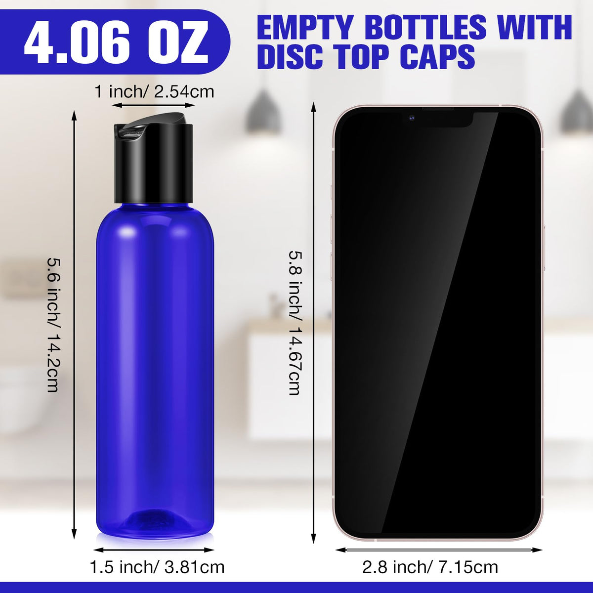 Mimorou blue PET travel bottle set ready for shampoos and lotions on trips.