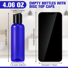 Mimorou blue PET travel bottle set ready for shampoos and lotions on trips.