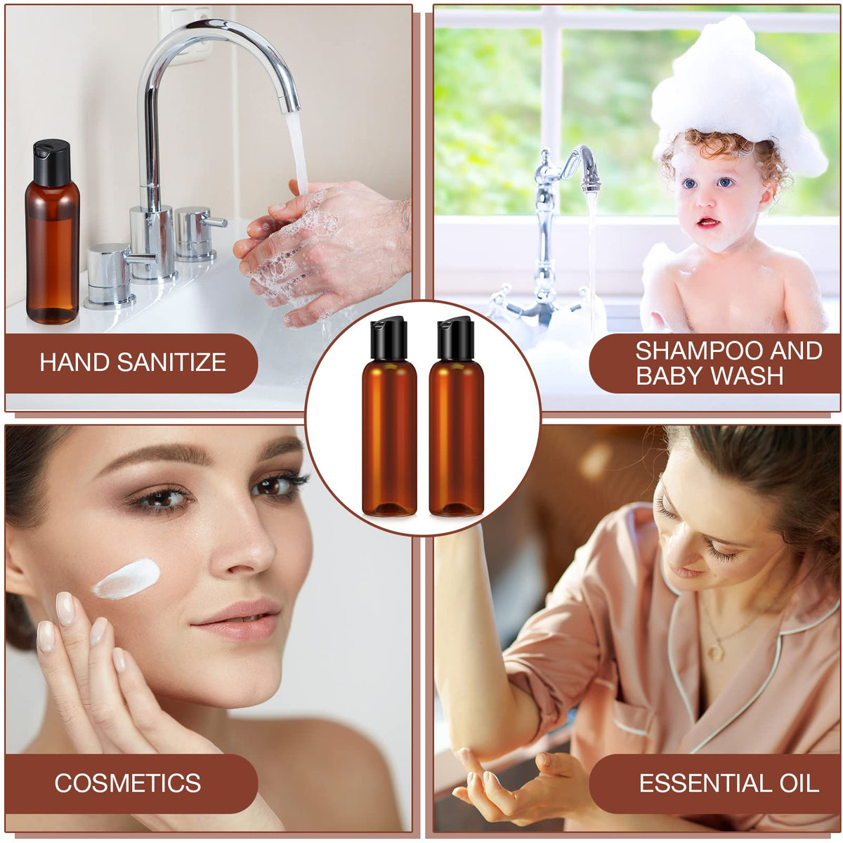 Mimorou empty bottles for cosmetics and essential oils on trips.