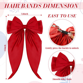 Mimorou large satin bow clip 8x15 inches offers versatile styling options.