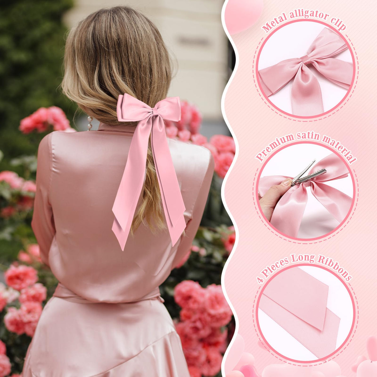 Long-tail ribbon bow from Mimorou adds graceful movement to hairstyles.
