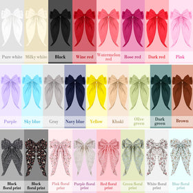 Mimorou long-tail satin bows add elegant detail to updos.