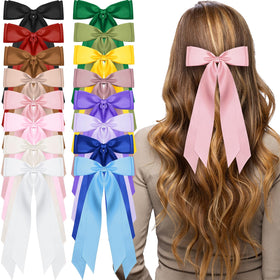 Mimorou satin hair bows in sixteen colors for versatile daily styling.