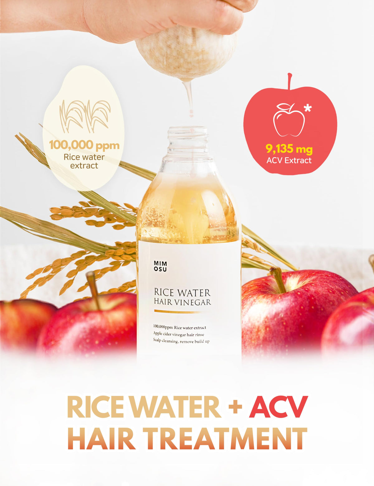 Mimosu secret rice water for nourishing moisture-rich hair