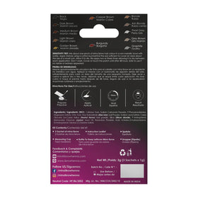 MinaiBrow color swatch on hair demonstrates a lasting black tint.