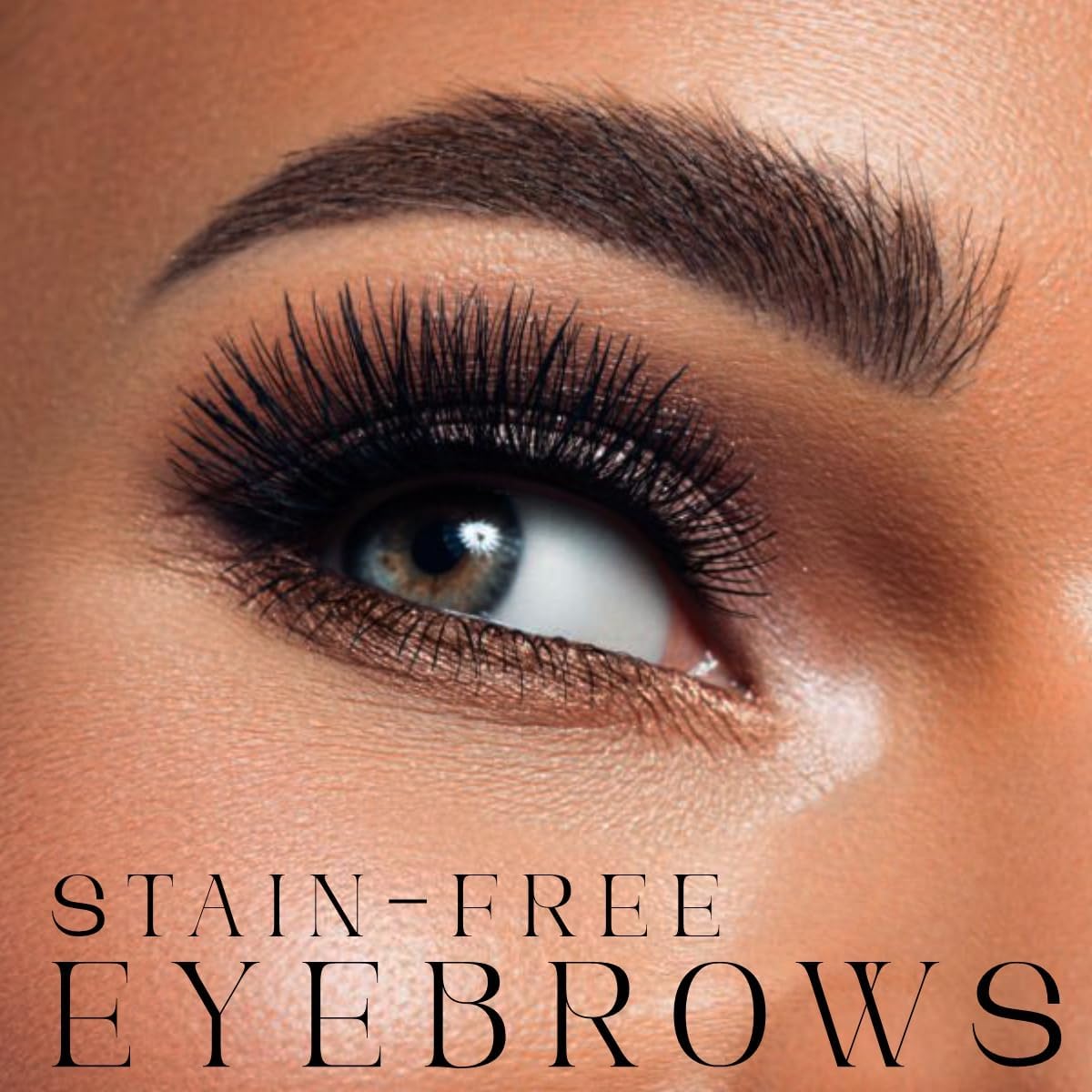 Before and after brow tint cleanup with MinaiBrow Stain Remover.