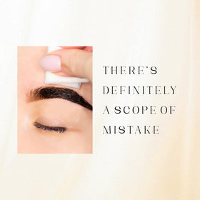 MinaiBrow Mina Stain Remover near the eyebrow area lifting tint from skin.