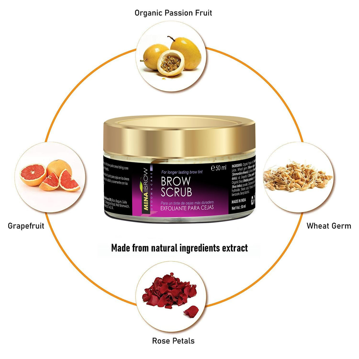 MINA Brow Scrub rinse shows clean, prepared area for henna or tint