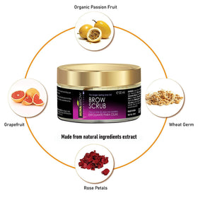 MINA Brow Scrub rinse shows clean, prepared area for henna or tint