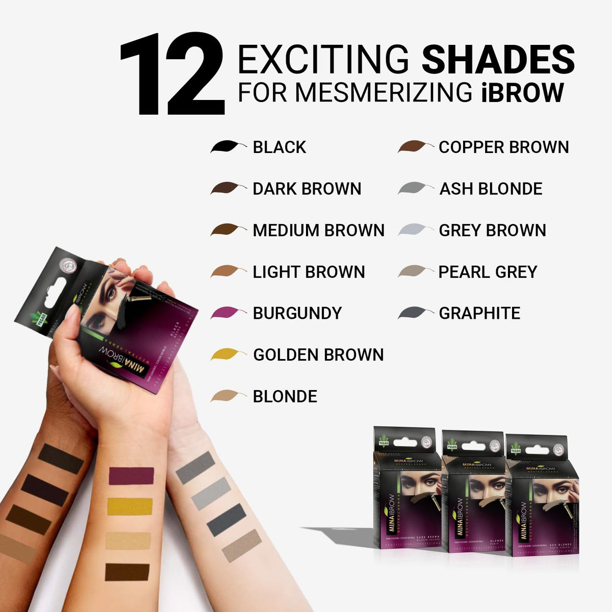 MinaiBrow vegan cruelty-free symbol on packaging