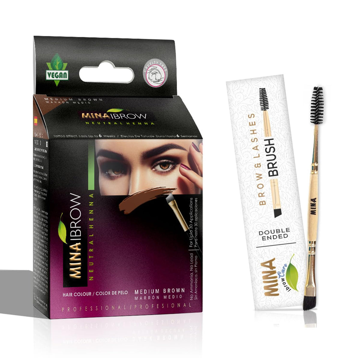 MinaiBrow brow tint powder in medium brown jar for natural, long-lasting color.