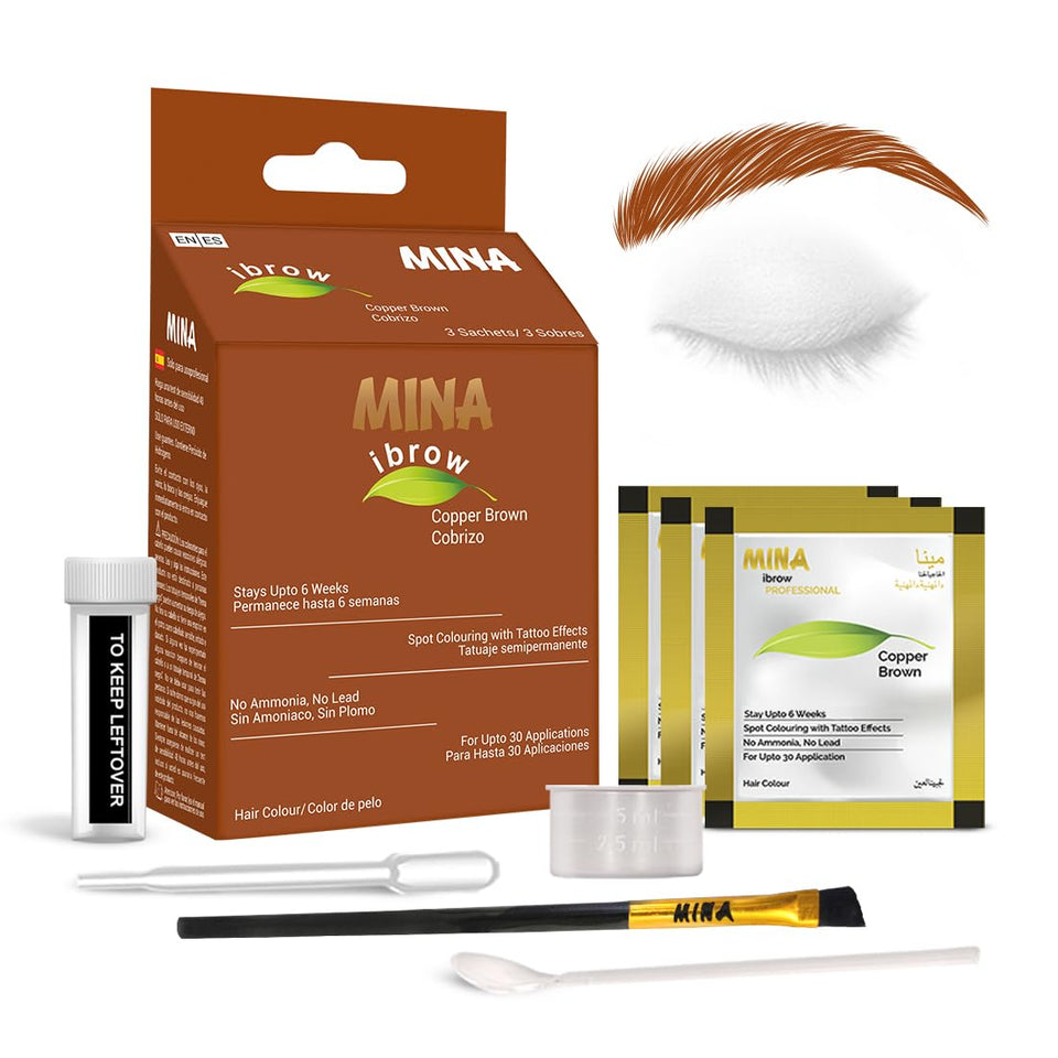 MinaiBrow copper brown tint bottle for natural, long-lasting color