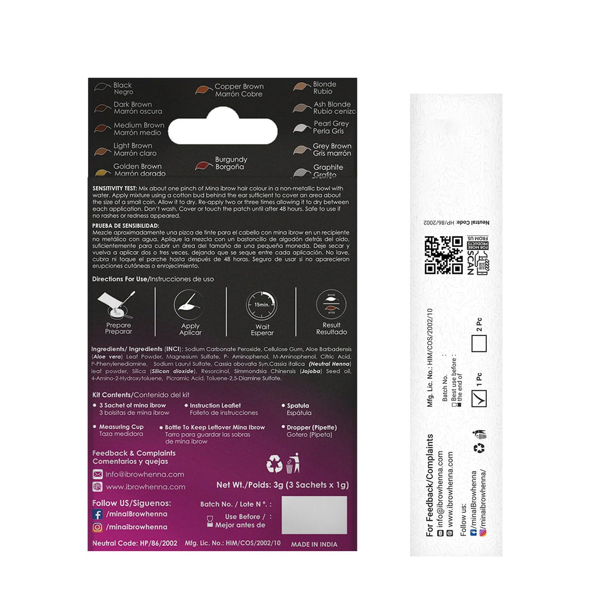 MinaiBrow duo angled brush for precise brow application.