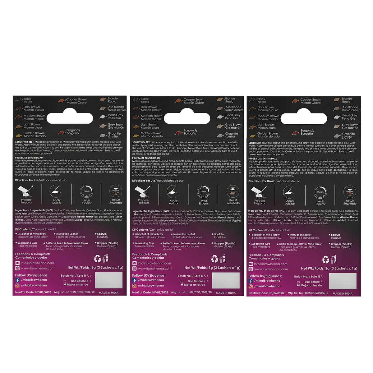 MinaiBrow dark brown shade swatch presents rich, natural brow color option.