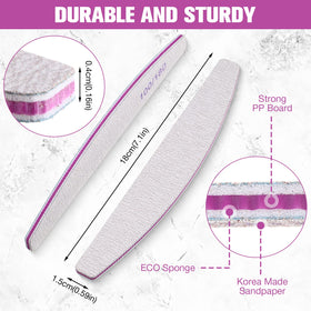 Minatee half-moon curved nail files provide comfortable grip and precise shaping.