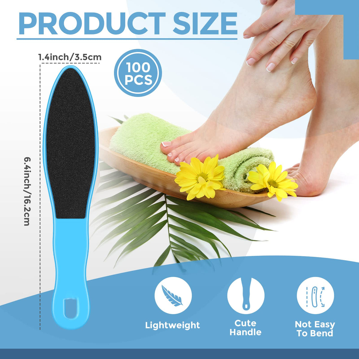 Minatee pedicure foot sander with blue plastic handle for grip