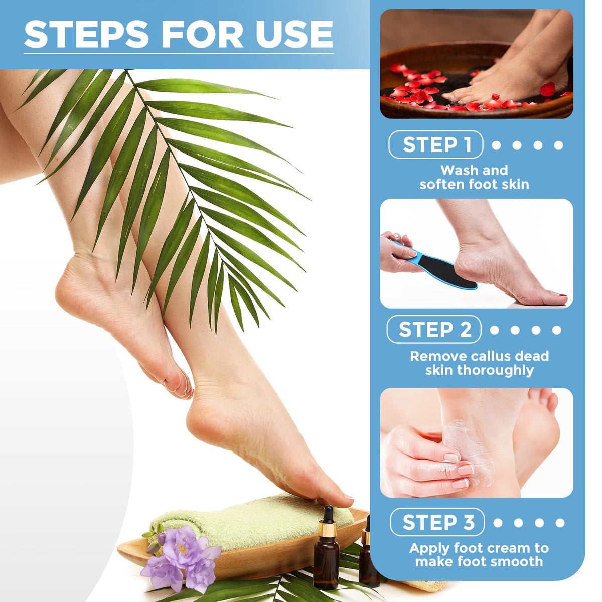 Minatee pedicure tool for feet in blue compact and handy