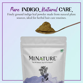 Close-up of Mi Nature Indigo Powder texture for easy paste mixing.