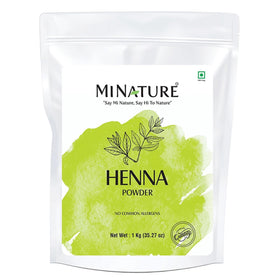 Mi Nature Pure Henna Powder packaging in a 1kg jar for natural color.