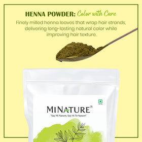 Mi Nature Pure Henna Powder textured powder in a bowl ready to mix.