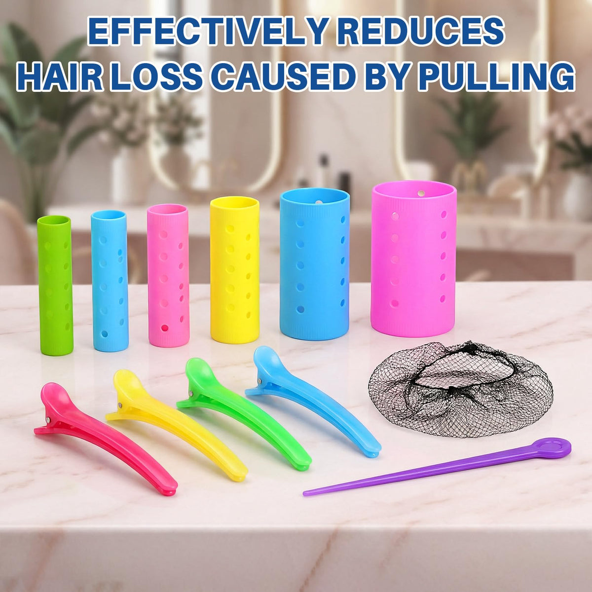 Mindow breathable hair net keeping rollers in place during styling