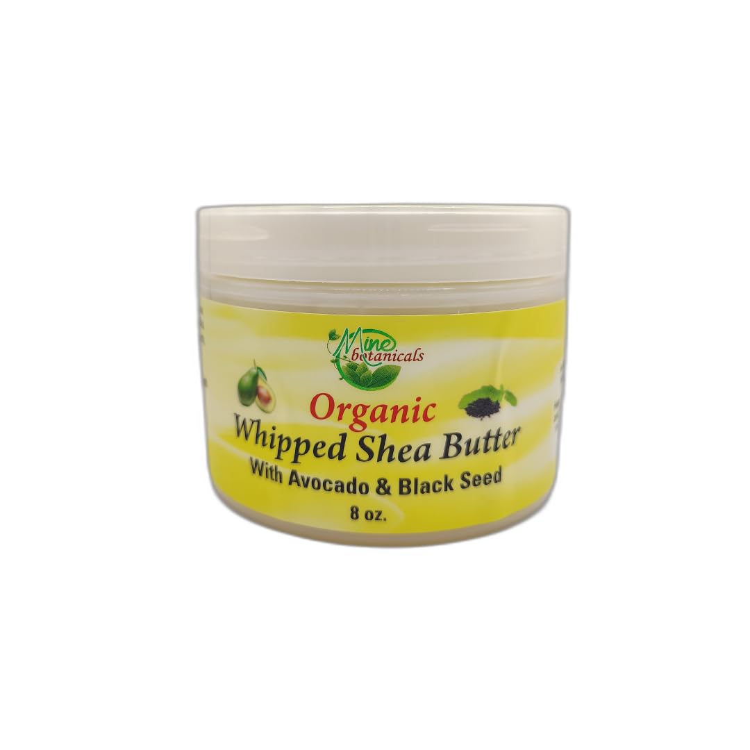 Mine Botanicals whipped shea butter packaging provides rich hydration for dry skin.