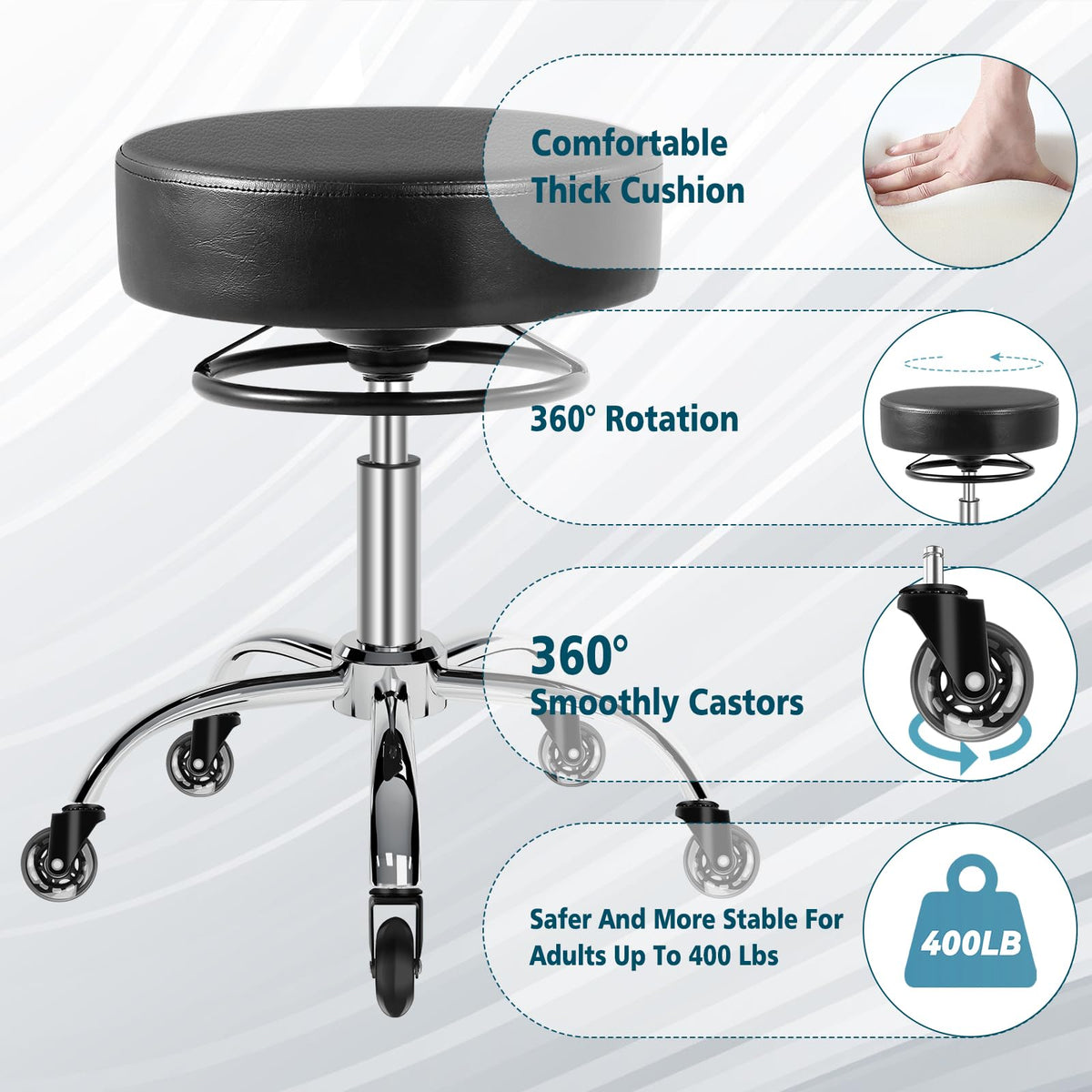 Mineloff 360-degree rotation allows flexible task positioning at a glance.