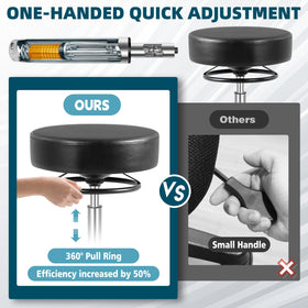 Mineloff ring-handle height adjustment enables easy one-handed height changes.