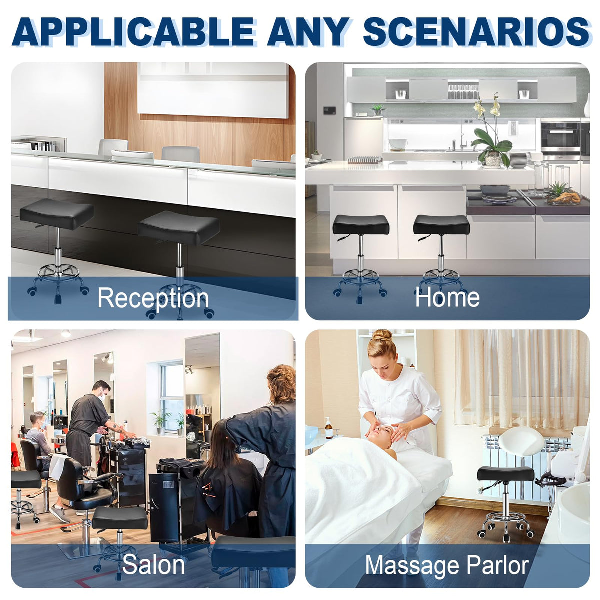 Mineloff Square Stool reinforced steel base offers sturdy support for heavy use.
