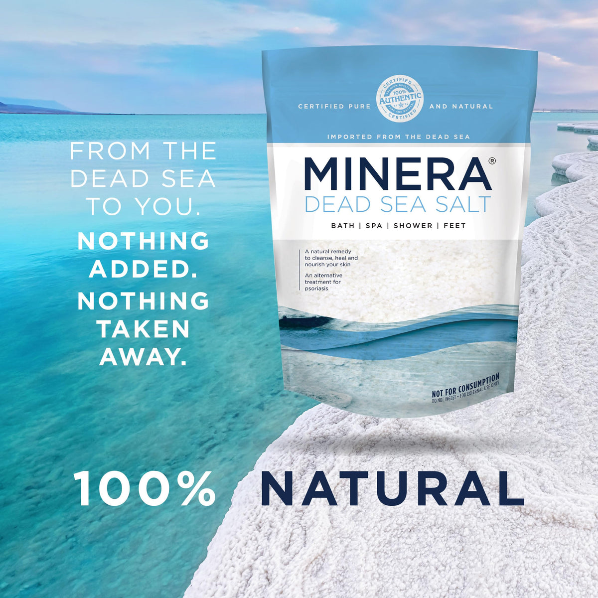 Minera Dead Sea Salt bulk packaging, unscented and pure minerals