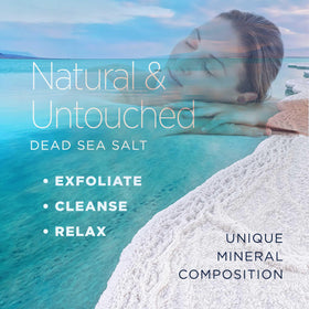 Minera Dead Sea Salt coarse grains closeup showing natural mineral texture for skin care