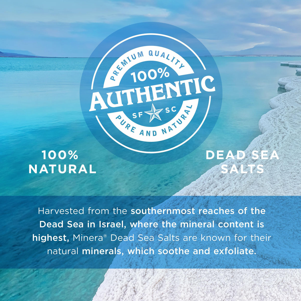 Minera Dead Sea Salt dissolving in warm water for a soothing bath