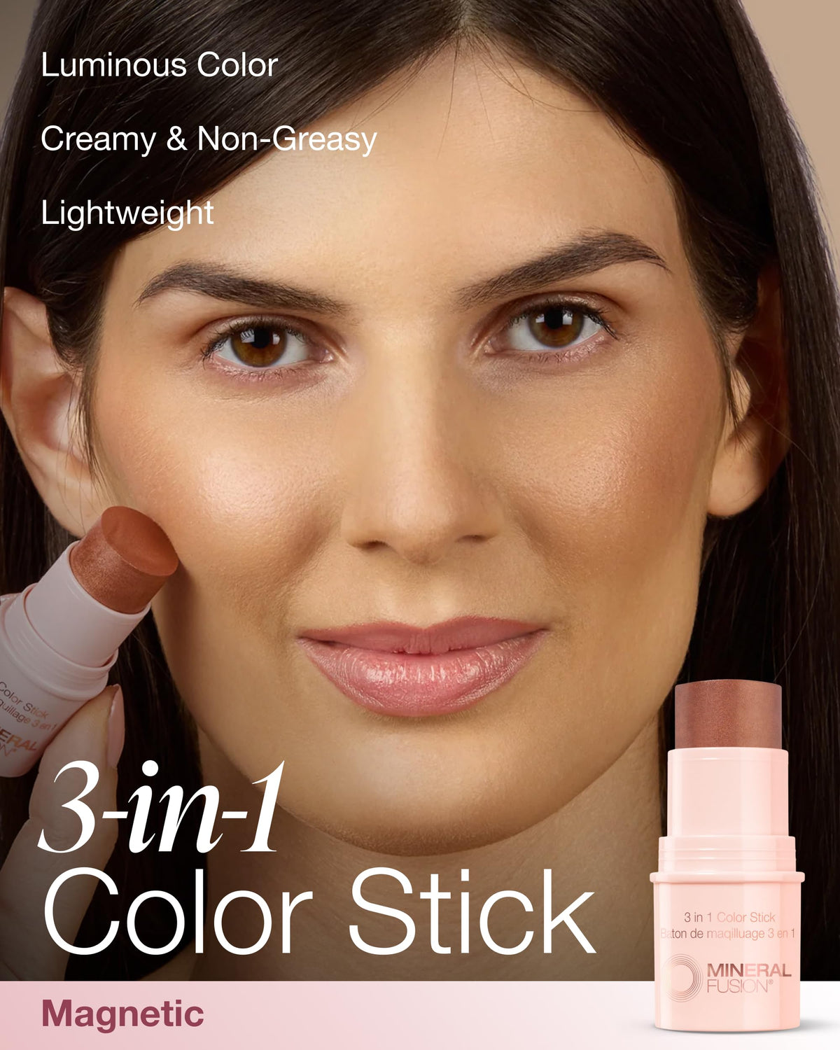 Mineral Fusion 3-in-1 Color Stick on lips with hydrating color