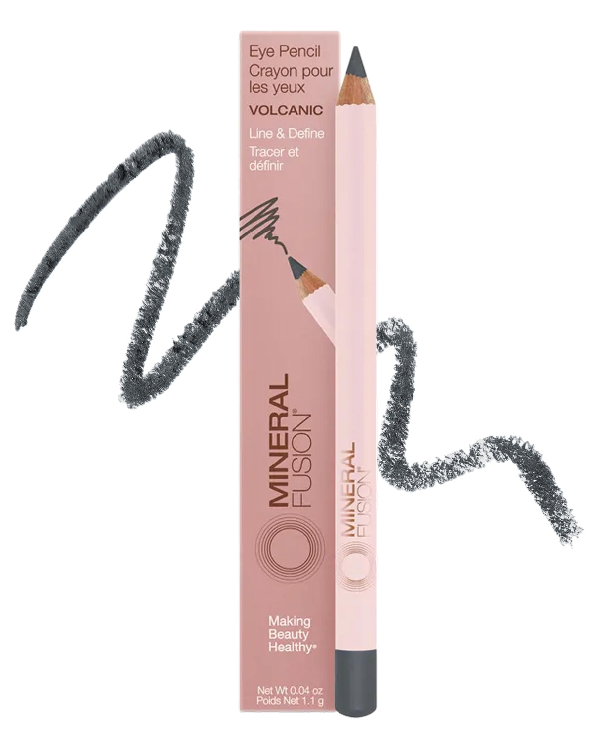 Mineral Fusion Eye Pencil Grey Volcanic; precise front view for defined lines and smooth glide.