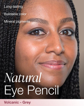 Mineral Fusion Eye Pencil Grey Volcanic; side view shows silky, long-lasting color.