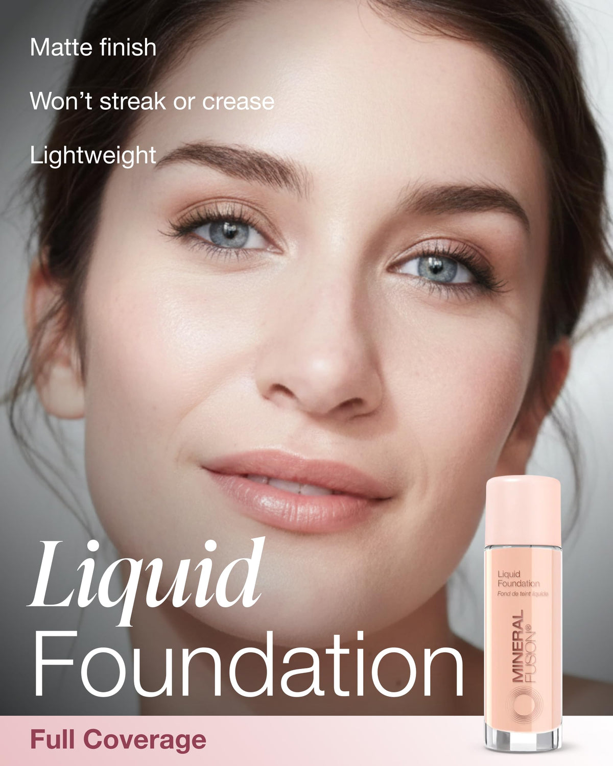 Close-up of Mineral Fusion foundation texture swirl showing smooth, blendable finish.