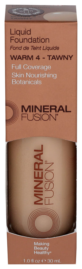 Mineral Fusion full-coverage foundation warm-4 bottle showing radiant base for daily wear