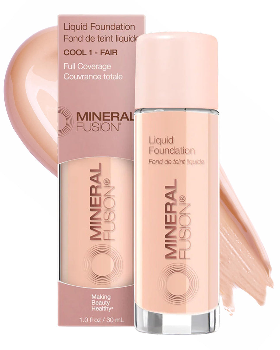 Mineral Fusion full-coverage foundation Cool 1 bottle delivers natural, undetectable coverage.