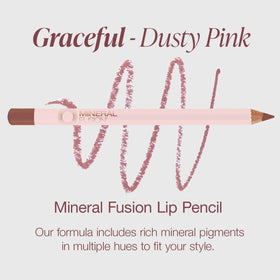 Graceful lip pencil glides on with velvety color and minimal feathering