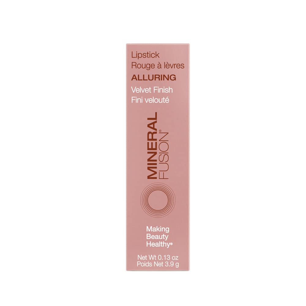 Mineral Fusion Alluring lipstick cream texture demonstrates comfortable lip hydration